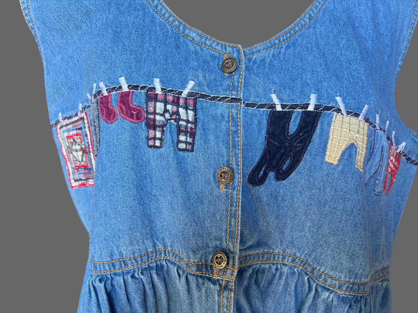 Way To Go Denim Clothesline Apron Dress