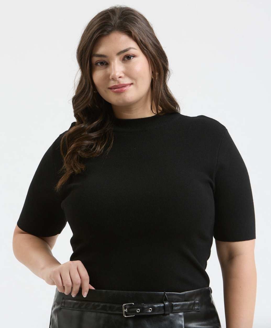 Plus Size Mock Neck Sweater Knit Top