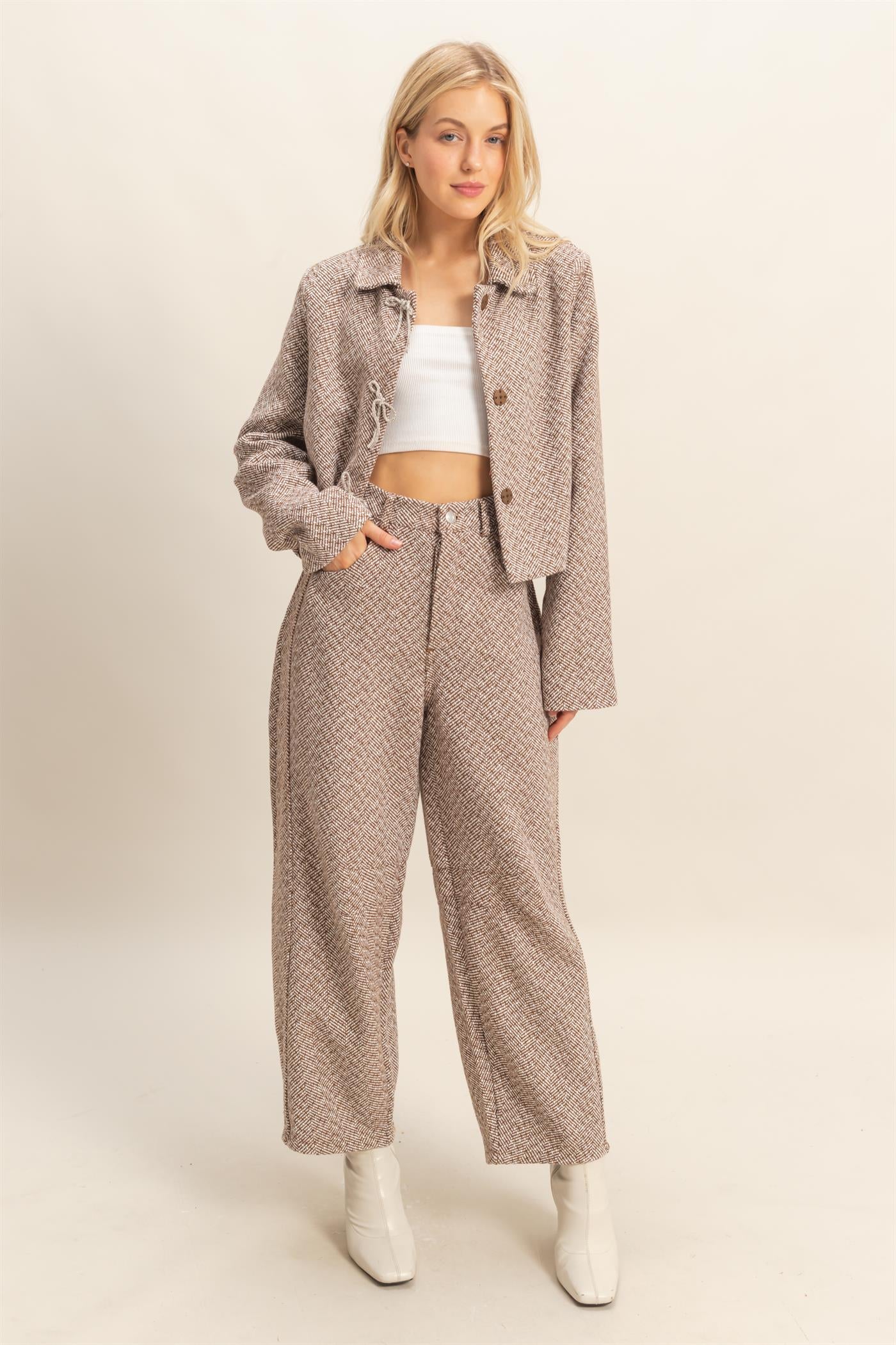 Herringbone Barrel Pants