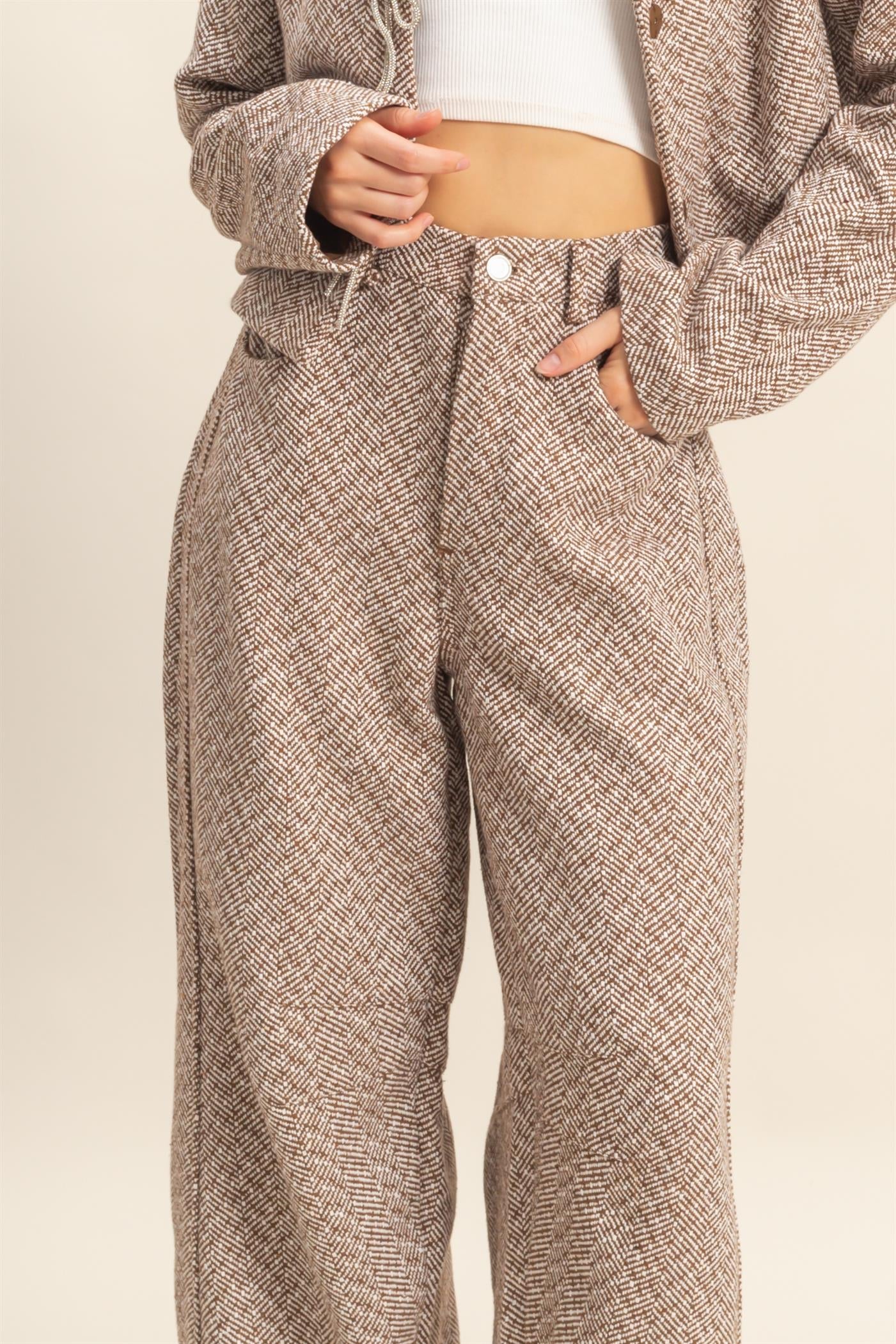 Herringbone Barrel Pants