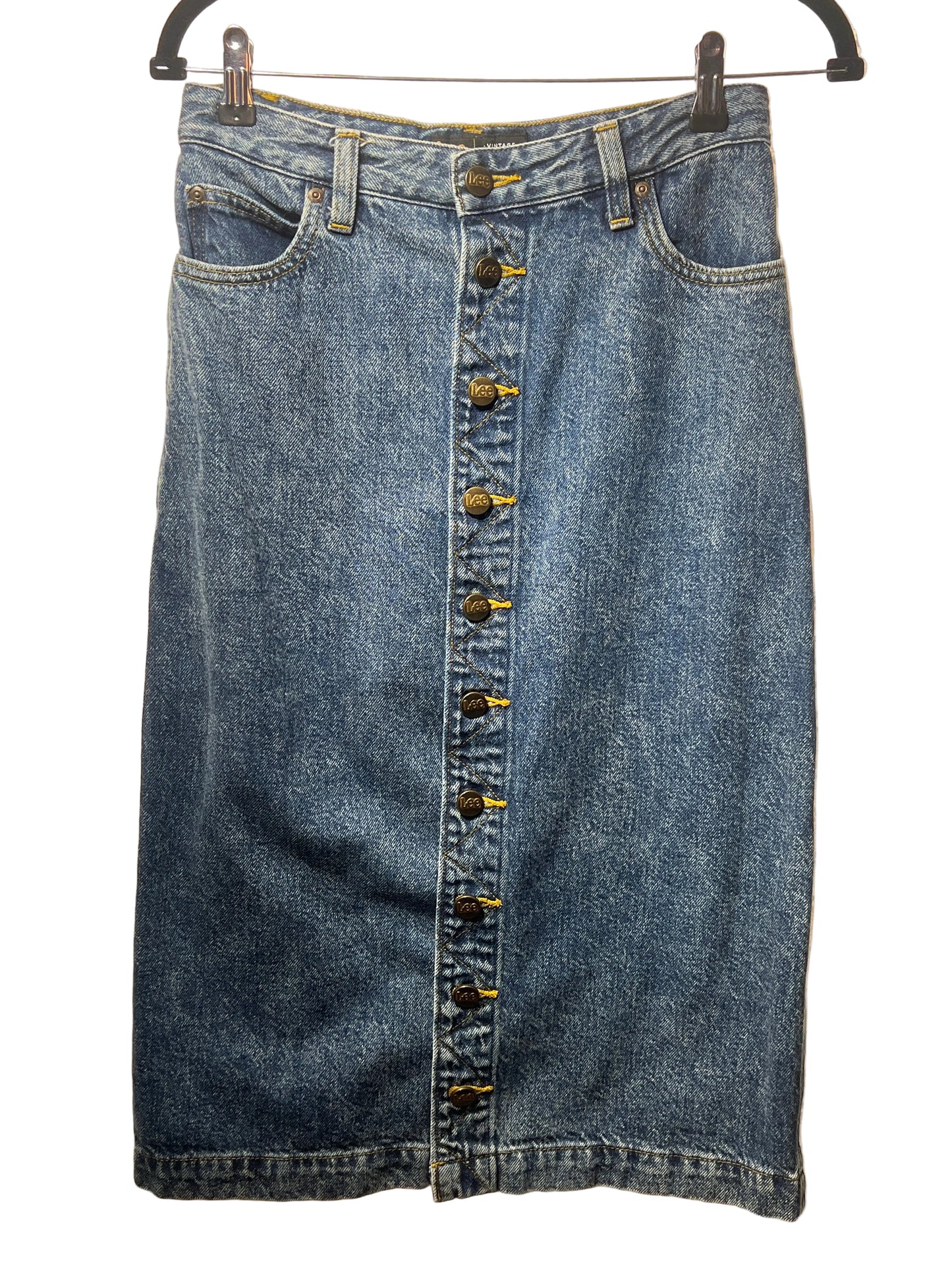 Lee Denim Button Down Midi Skirt