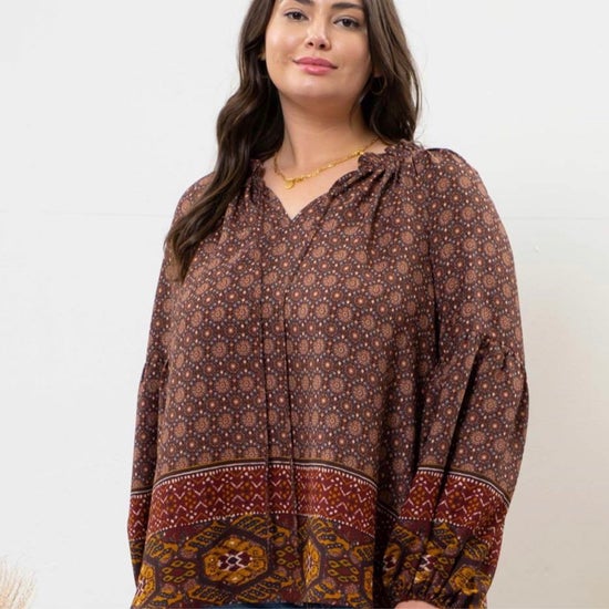 Plus Boho Print Top