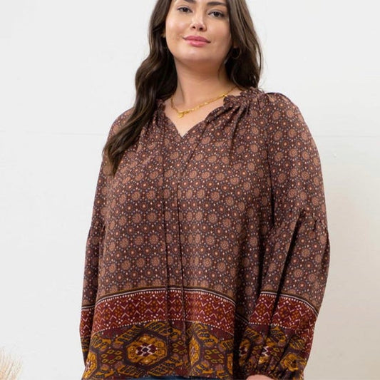 Plus Boho Print Top