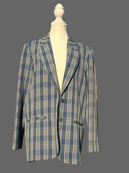 Lightweight Blue Plaid Blazer