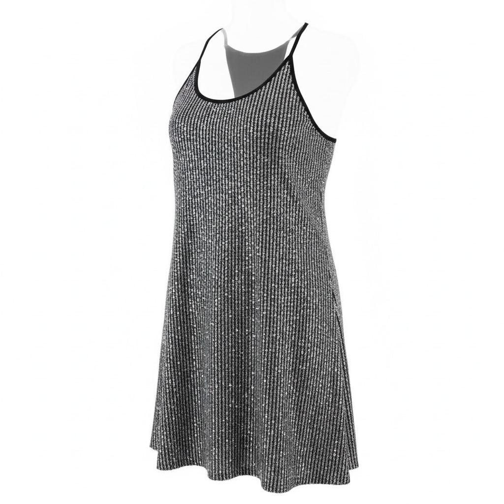 Zara Silver and Black Metallic Mini Dress