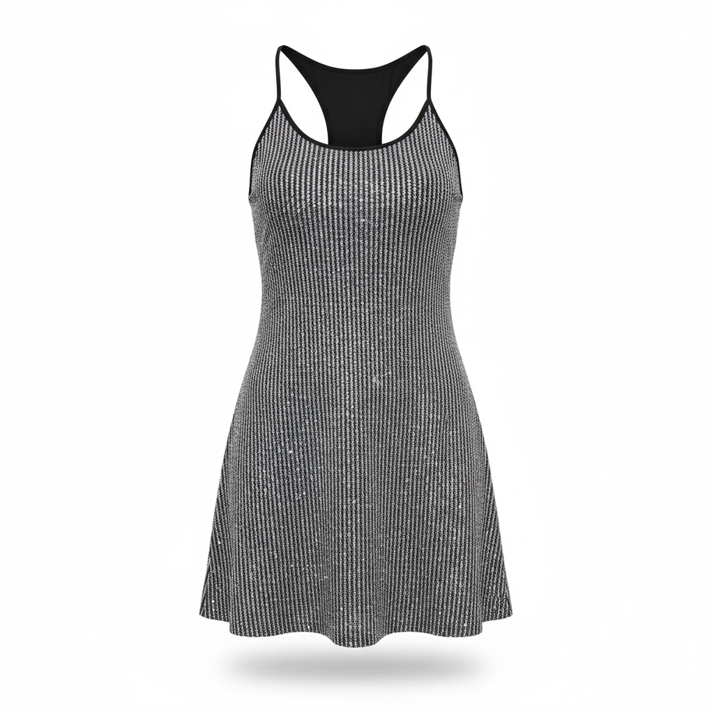 Zara Silver and Black Metallic Mini Dress
