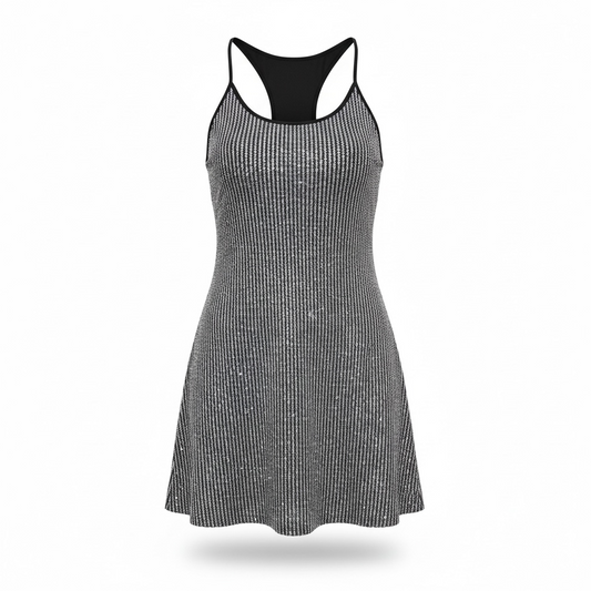 Zara Silver and Black Metallic Mini Dress