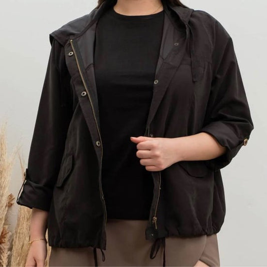 Plus Hoodie Jacket Black