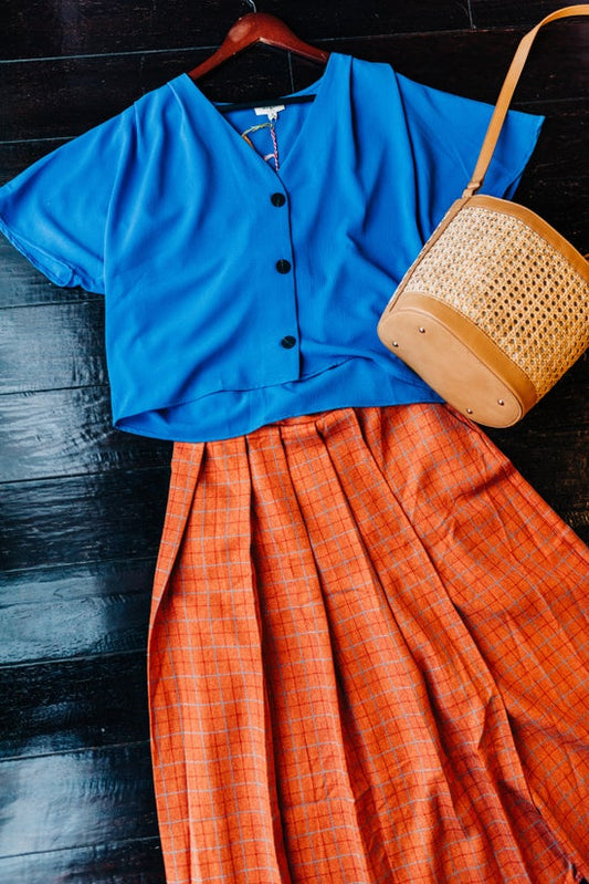 High Waisted Grid Pant with Overlay